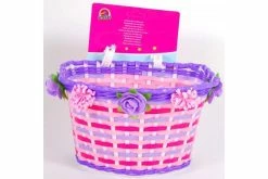 Volare Flettet Cykelkurv - Blomster - Piger - Hvid / Lyserød Eller Lilla / Lyserød 10 Volare Flettet Cykelkurv - Blomster - Piger - Hvid / Lyserød Eller Lilla / Lyserød -Cykler Salgsbutik Volare Gevlochten Fietsmand Bloemen