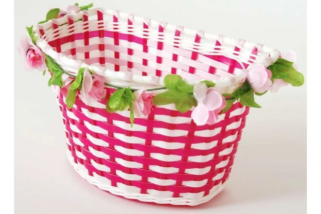 Volare Flettet Cykelkurv - Blomster - Piger - Hvid / Lyserød Eller Lilla / Lyserød 8 Volare Flettet Cykelkurv - Blomster - Piger - Hvid / Lyserød Eller Lilla / Lyserød - Billede 6
