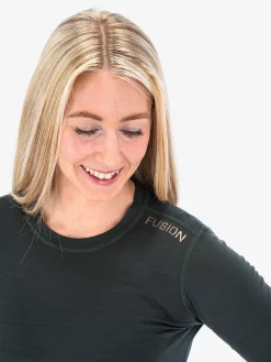 FUSION Womens C3 Merino LS – Str. M Green -Cykler Salgsbutik Womens Merino 150 LS 0213 Green 3front v2 low 3429076 750x